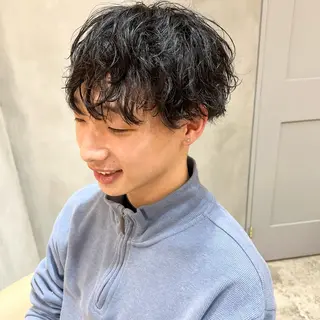 ショート パーマ メンズ ボブ/巻ける縮毛矯正 /韓国レイヤーはなのヘアスタイル