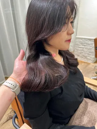 ロング カラー パーマ ヘアアレンジ メンズ キッズ ネイル マツエク・マツパ アイブロウ 顔周りcut/ 艶ワンカラー♥ちさきのヘアスタイル