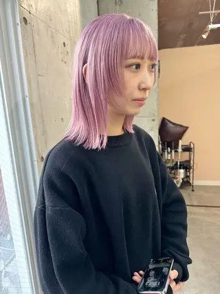 セミロング カラー ヘアアレンジ lani 天神大名/ブリーチのヘアスタイル