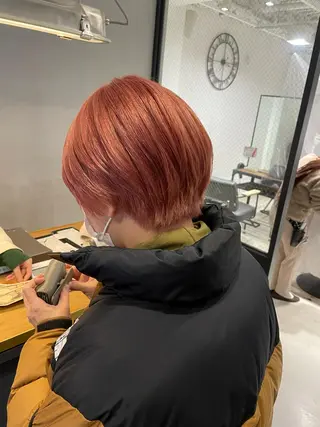 ショート カラー 暖色カラー🍊 ボブ🌿顔周りcutのヘアスタイル