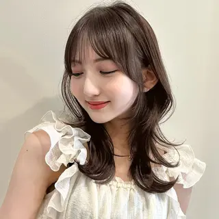 セミロング 🌹ハッシュカット、 レイヤー韓国ヘア🌹のヘアスタイル