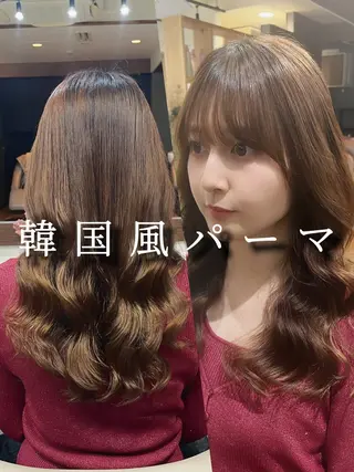 ロング パーマ 波巻きウェーブ 韓国風パーマ 纐纈のヘアスタイル