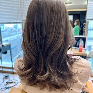 セミロング カラー 顔周り/くびれヘア 韓国ヘア💕風間るなのヘアスタイル