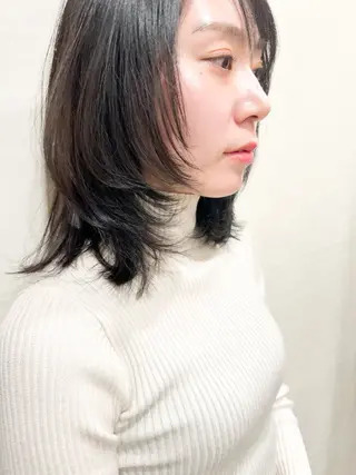 ミディアム カラー パーマ ヘアアレンジ 池田 雅史のヘアスタイル