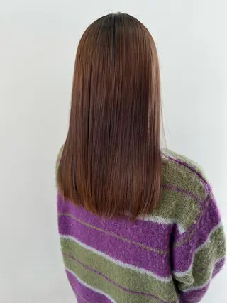 セミロング 福岡縮毛矯正✨️ ストレート 向井和輝のヘアスタイル