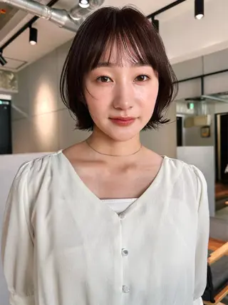 ショート カラー パーマ 🫧小顔×似合わせ× 透明感カラー🫧のヘアスタイル