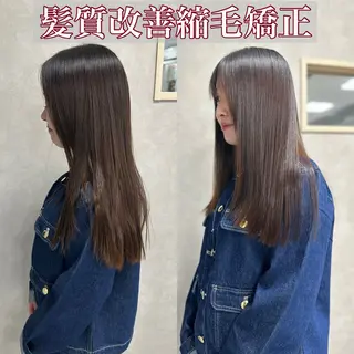 ロング パーマ 髪質改善🍏縮毛矯正 /ブリーチ矯正岡部のヘアスタイル