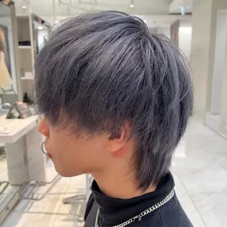 ミディアム カラー メンズ 若白髪ボカシ/パーマ 藤川時也のヘアスタイル