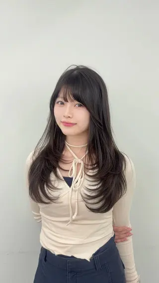 ロング カラー 韓国ヘア/レイヤー/ 顔まわり足立遥奈のヘアスタイル