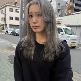 セミロング 舟橋耀/ブリーチカラ ー/レイヤーカットのヘアスタイル
