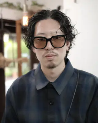 ミディアム パーマ メンズ 木村陸弥 似合わせ 透明感カラー🌿のヘアスタイル