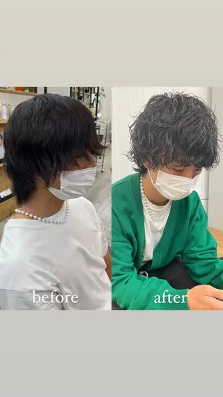 ショート パーマ メンズ HIKARU副店長/ ✨️髪質改善のヘアスタイル