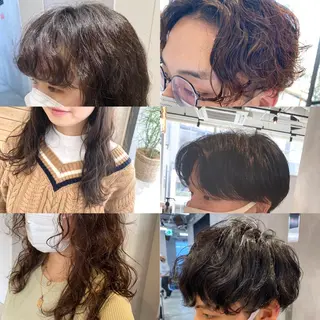 ロング パーマ メンズ ピンク/ベージュ /似合わせ/田島百華のヘアスタイル