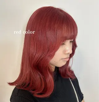 ミディアム カラー pia/リサコ ボブ/縮毛のヘアスタイル