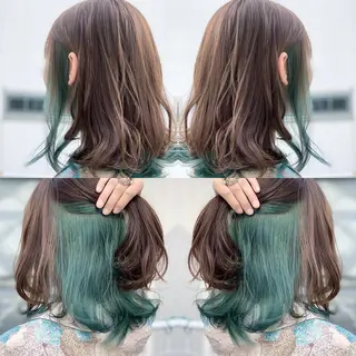 ミディアム カラー ヘアアレンジ 髪質改善×ハイトーン 中田啄也のヘアスタイル