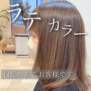 ミディアム 前髪縮毛矯正 高野開弦ハイトーンのヘアスタイル
