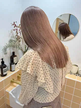 ロング カラー 顔周りレイヤー/韓国 ブリーチminamiのヘアスタイル