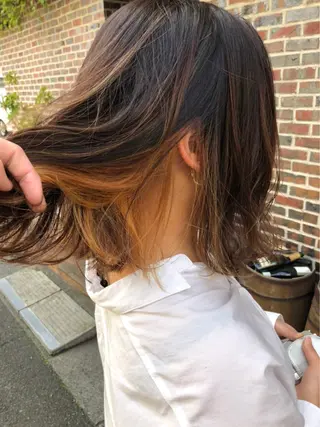 ミディアム カラー ヘアアレンジ 🌈haru🌻 藤沢ハイトーン🌈のヘアスタイル