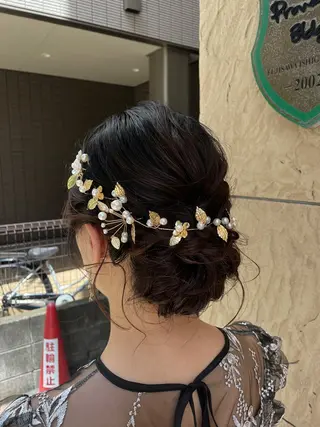 ミディアム ヘアアレンジ 透明感カラー/ アレンジ/篠崎渚彩のヘアスタイル