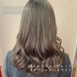 セミロング 淡色ふんわりhair 新宿satomiのヘアスタイル
