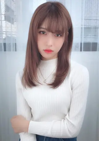 ミディアム カラー パーマ ヘアアレンジ 美髪矯正 Rioのヘアスタイル