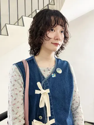 ミディアム パーマ Vibe所属・hanami パーマ/透明感カラーのヘアスタイル