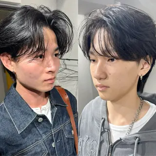 メンズ 表参道フェザーパーマ ニュアンスパーマのヘアスタイル
