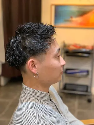 ショート パーマ メンズ CECIL hair なんば店所属・メンズパーマ 艶髪☆店長☆有馬のヘアスタイル