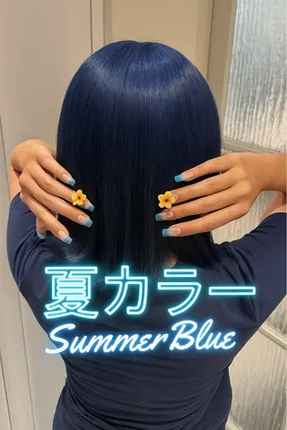 ミディアム カラー ハイトーンカラー/ 青髪/💙みずき💙のヘアスタイル