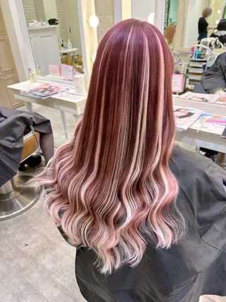 セミロング カラー エクステ/ハイトーン 🐏☁️miminaのヘアスタイル