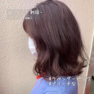 セミロング 淡色ふんわりhair 新宿satomiのヘアスタイル