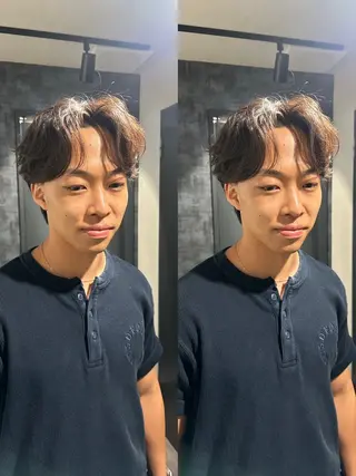 ミディアム メンズ 💈センターパート パーマ特化💈雄太のヘアスタイル