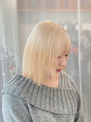 ミディアム カラー GaKu/ハイトーン /ブリーチ/ブロンドのヘアスタイル