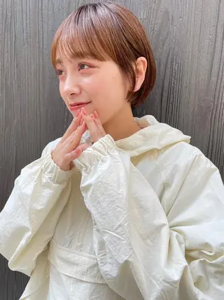ショート カラー benji仙台所属・KOKI/ ボブ/ パーマ/透明感カラーのヘアスタイル