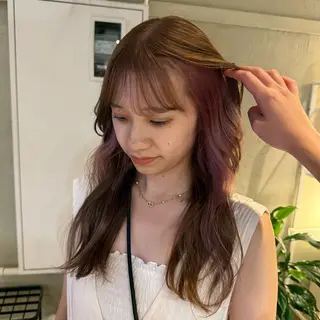 セミロング カラー ヘアアレンジ 海外/ハイトーン🪽 ☯️ami☯️のヘアスタイル