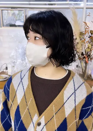 ショート パーマ benji仙台所属・KOKI/ ボブ/ パーマ/透明感カラーのヘアスタイル