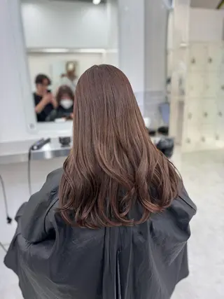 セミロング カラー ブリーチなし🤍透明 感カラー🤍しゅうじのヘアスタイル