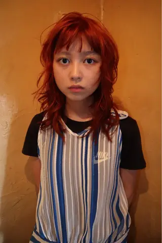 ミディアム カラー パーマ 金尾 凜のヘアスタイル