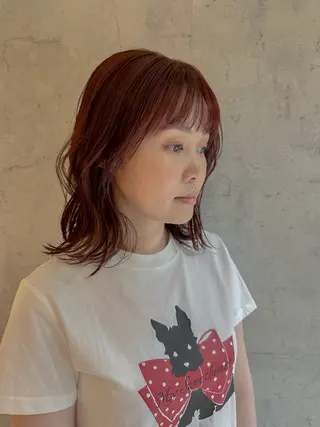 セミロング デザインカット/梅田 ケアブリーチ/平野恵のヘアスタイル