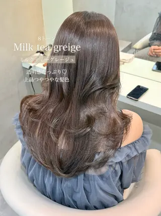 セミロング カラー ブリーチなし髪質改善 韓国ヘア　柏崎颯刀のヘアスタイル