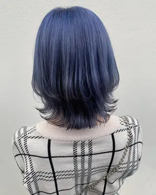 ミディアム ブリーチ/ウルフ ハッシュカット/石山のヘアスタイル