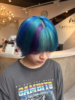 ショート カラー 藤原快斗/レイヤー /ウルフ/ハイトーンのヘアスタイル