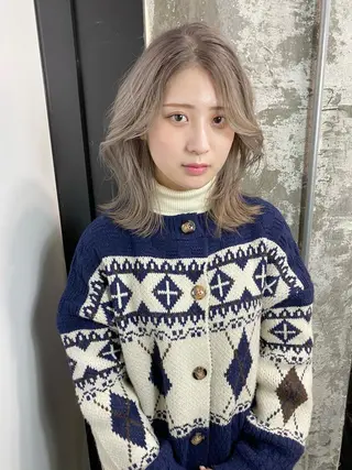 ミディアム カラー Piaコータロー ハイトーン&‪ボブのヘアスタイル