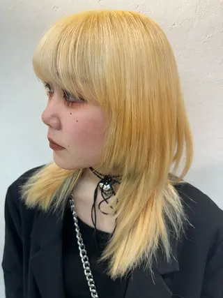 セミロング パーマ/ハイトーン /吉田眞のヘアスタイル