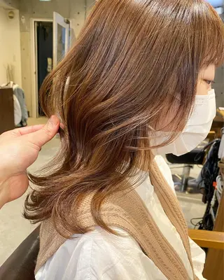 ミディアム カラー 似合わせカラーパーマ 🌿kitin米川のヘアスタイル