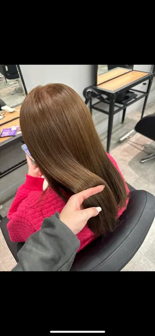 セミロング カラー 縮毛矯正/艶カラー /髪質改善/なんばのヘアスタイル