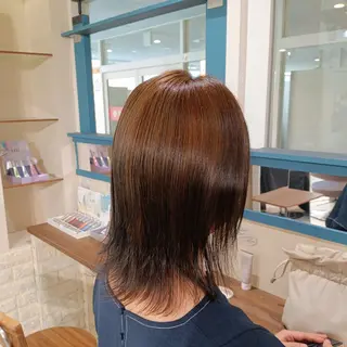 セミロング えびな暖色カラー🔥 きっかのヘアスタイル