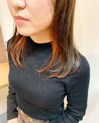 ミディアム カラー 透明感/ 美髪矯正/田中恭のヘアスタイル