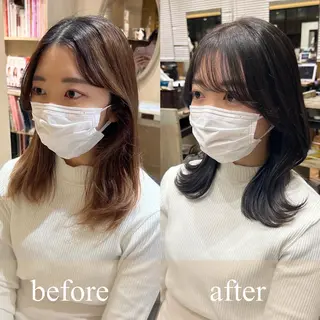 ミディアム 🧡くびれヘア/前髪 顔周り🧡久原結衣のヘアスタイル