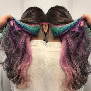 ロング カラー パーマ 韓国カラー/エクステ carryのヘアスタイル